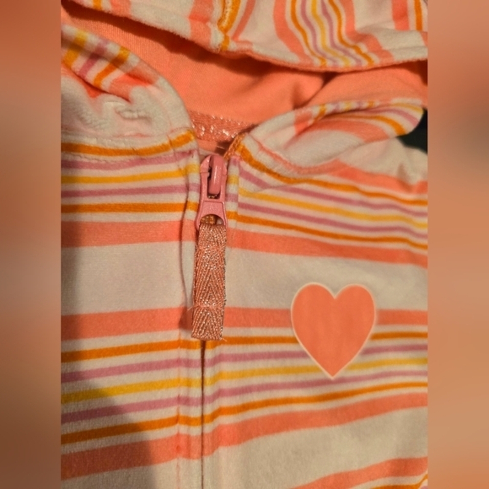 NWOT Girl's Cat &‎ Jack Retro Striped Hooded Zip Up Pajamas. Size 6/6X Small - Picture 3 of 8